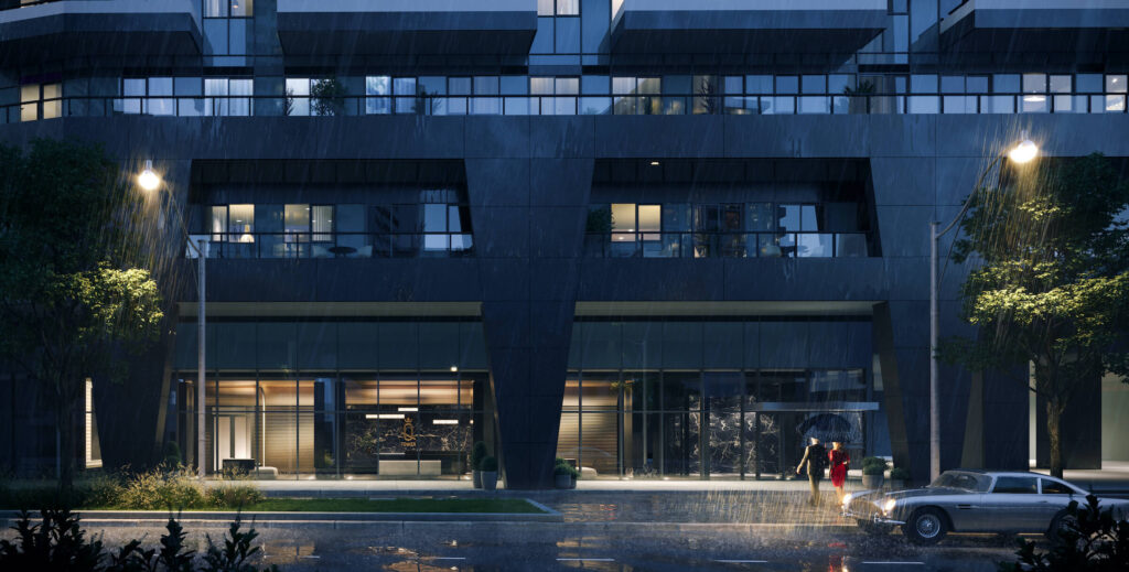 Rendering of Q Tower porte cochere